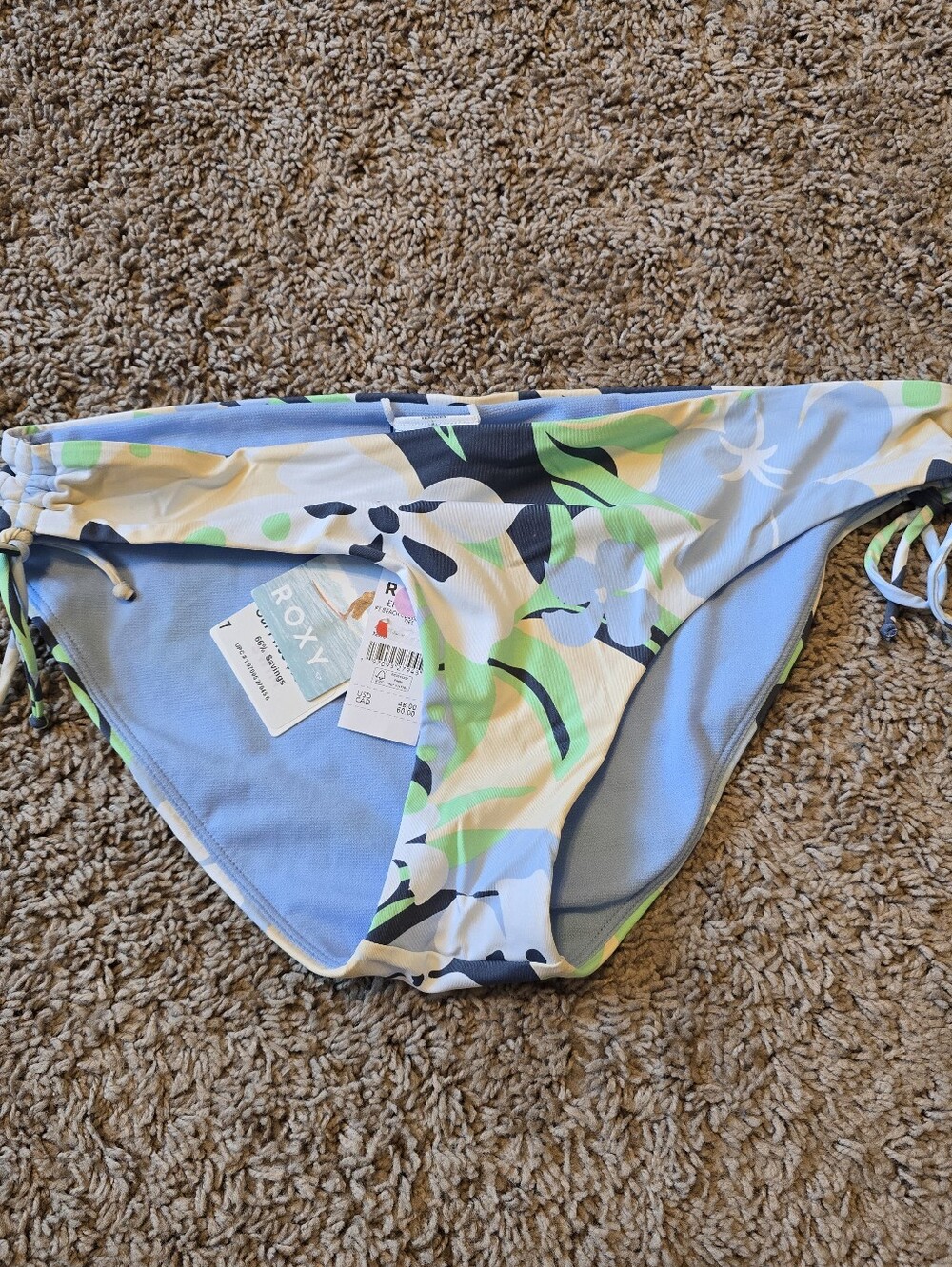NWT Roxy Printed Beach Classics Hipster Side Tie Bikini Bottoms Medium